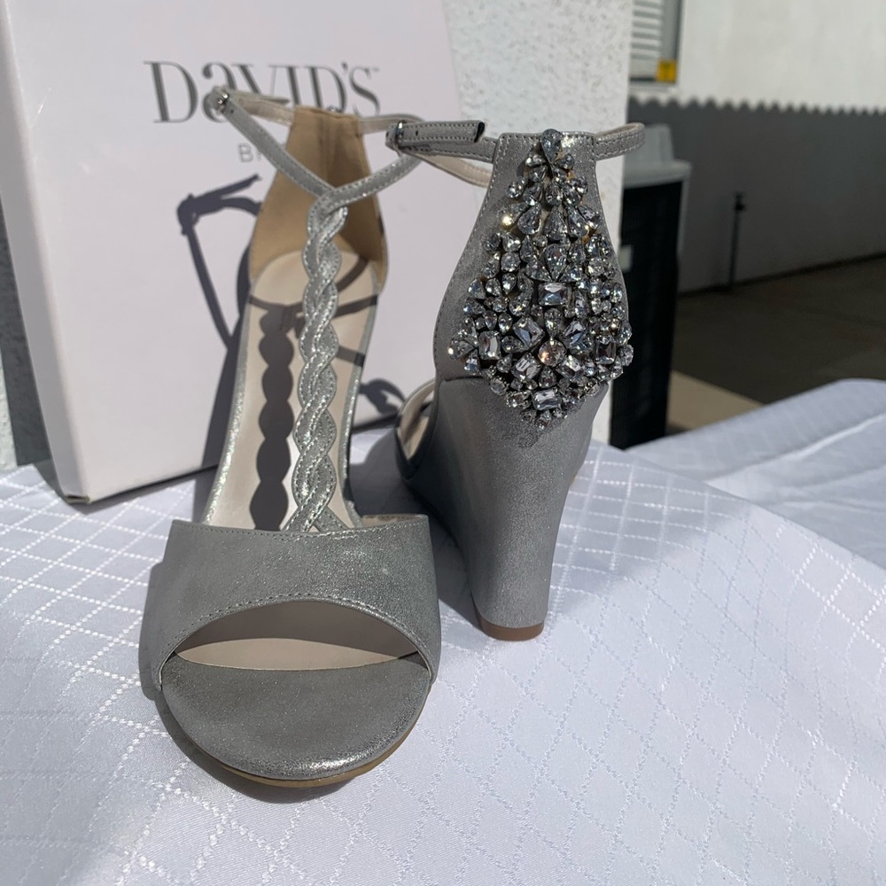 New in Box. Silver Wedge with Jewels .